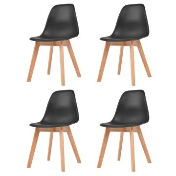 Elegant Black Plastic Dining Chairs - 4 pcs Set