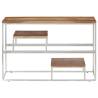 Elegant Silver Stainless Steel & Acacia Console Table | HipoMarket