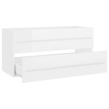 Stylish 2 Piece High Gloss White Bathroom Furniture Set