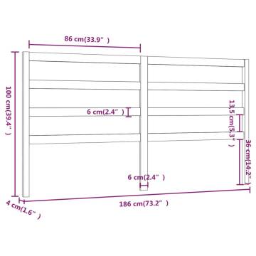 Stylish Solid Wood Pine Bed Headboard - 186x4x100 cm