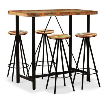 5 Piece Solid Reclaimed Wood Bar Set | Industrial Style