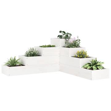 Garden Planter 4-Tier Solid Pine Wood - White | HipoMarket