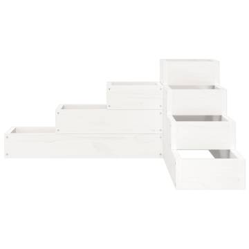 Garden Planter 4-Tier Solid Pine Wood - White | HipoMarket