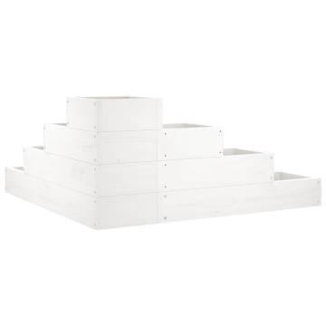 Garden Planter 4-Tier Solid Pine Wood - White | HipoMarket