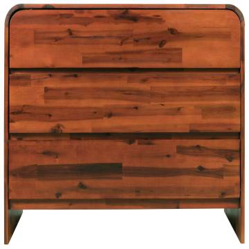 Solid Acacia Wood Chest of Drawers - 90x37x75 cm