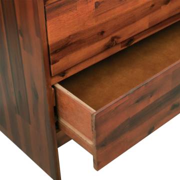 Solid Acacia Wood Chest of Drawers - 90x37x75 cm