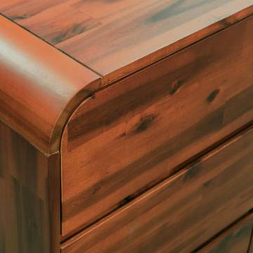 Solid Acacia Wood Chest of Drawers - 90x37x75 cm