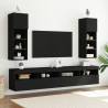 Stylish Black TV Cabinets with LED Lights – 2 pcs 30.5x30x90 cm