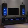 Stylish Black TV Cabinets with LED Lights – 2 pcs 30.5x30x90 cm