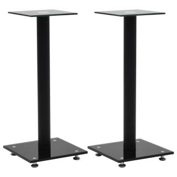 Speaker Stands - 2 pcs Tempered Glass Pillar Design in Black