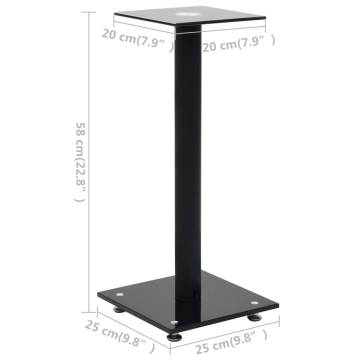 Speaker Stands - 2 pcs Tempered Glass Pillar Design in Black