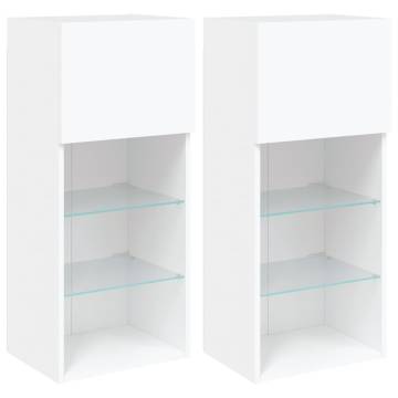 Stylish LED TV Cabinets - White, 2 pcs 40.5x30x90 cm