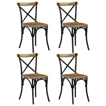 Cross Chairs Set of 4 - Black Solid Mango Wood | Hipo Market