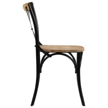 Cross Chairs Set of 4 - Black Solid Mango Wood | Hipo Market