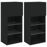 Stylish Black TV Cabinets with LED Lights - 2 pcs Set