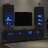 Stylish Black TV Cabinets with LED Lights - 2 pcs Set