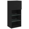 Stylish Black TV Cabinets with LED Lights - 2 pcs Set