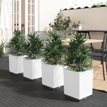 White Planters 4 pcs | Durable Polypropylene | Hipomarket