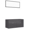 2 Piece High Gloss Grey Bathroom Furniture Set | HipoMarket