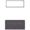 2 Piece High Gloss Grey Bathroom Furniture Set | HipoMarket