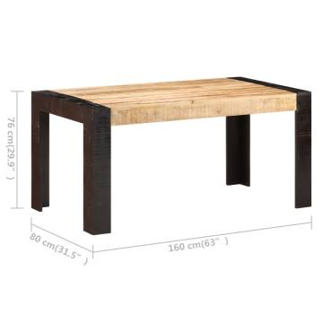 Solid Mango Wood Dining Table 160x80 cm - Industrial Style