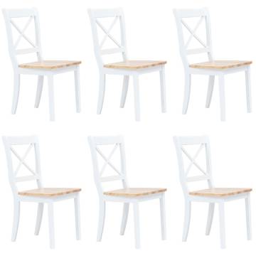 Elegant 6-Piece White & Light Wood Dining Chairs Set