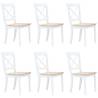 Dining Chairs 6 pcs White and Light Wood Solid Rubber Wood Colour white and natural Quantity in Package 6 