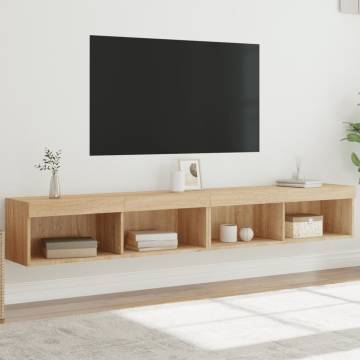 Stylish TV Cabinets with LED Lights 2 pcs Sonoma Oak