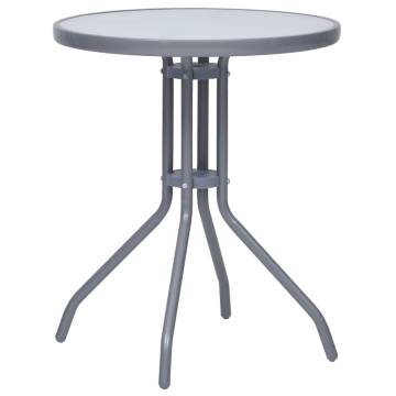 Elegant Light Grey Garden Table - 60 cm Steel & Glass