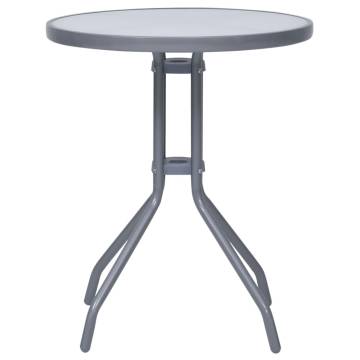 Elegant Light Grey Garden Table - 60 cm Steel & Glass