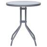 Elegant Light Grey Garden Table - 60 cm Steel & Glass