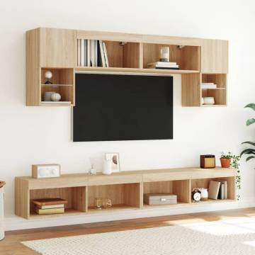 Stylish TV Cabinets with LED Lights 2 pcs Sonoma Oak