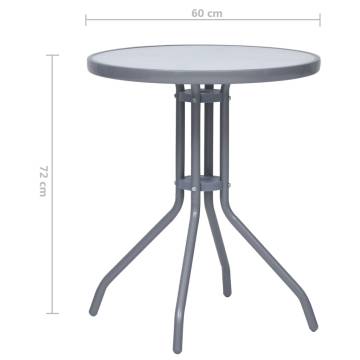 Elegant Light Grey Garden Table - 60 cm Steel & Glass