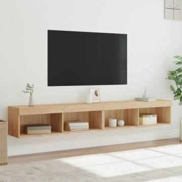 Stylish TV Cabinets with LED Lights 2 pcs Sonoma Oak