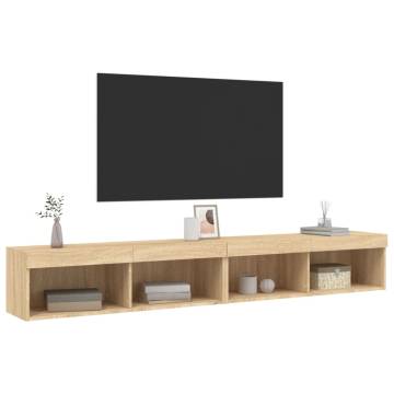 Stylish TV Cabinets with LED Lights 2 pcs Sonoma Oak