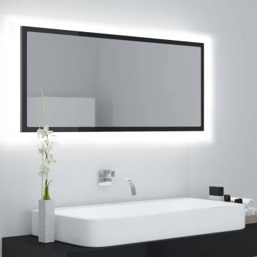 LED Bathroom Mirror - High Gloss Black 100x8.5x37 cm