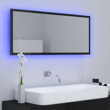 LED Bathroom Mirror - High Gloss Black 100x8.5x37 cm