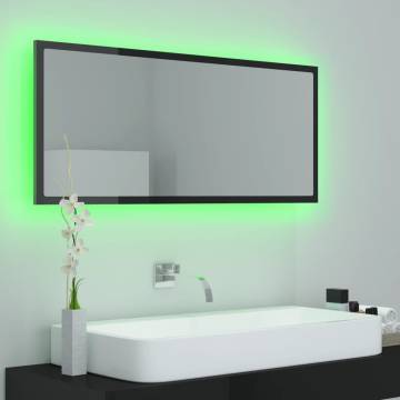 LED Bathroom Mirror - High Gloss Black 100x8.5x37 cm