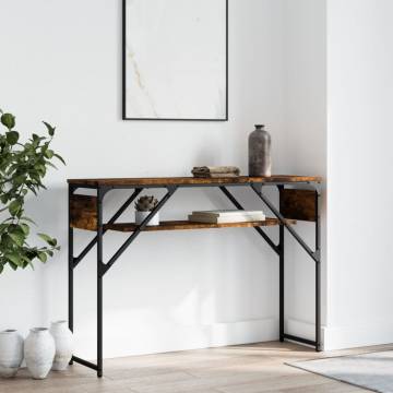 Elegant Smoked Oak Console Table with Shelf - 105x30x75cm