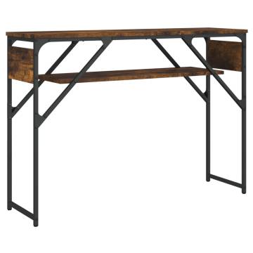 Elegant Smoked Oak Console Table with Shelf - 105x30x75cm