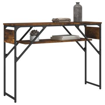 Elegant Smoked Oak Console Table with Shelf - 105x30x75cm