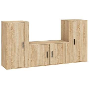 3 Piece TV Cabinet Set in Sonoma Oak - Stylish & Durable