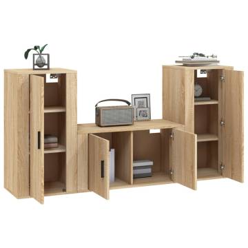 3 Piece TV Cabinet Set in Sonoma Oak - Stylish & Durable