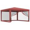 Party Tent with 4 Mesh Sidewalls Red 4x4 m HDPE | Hipo Market