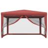 Party Tent with 4 Mesh Sidewalls Red 4x4 m HDPE | Hipo Market