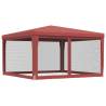 Party Tent with 4 Mesh Sidewalls Red 4x4 m HDPE | Hipo Market