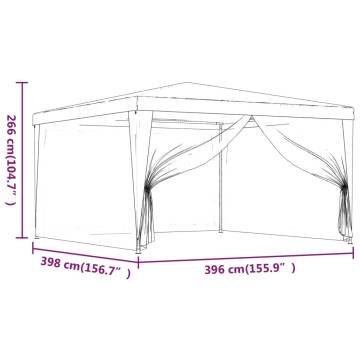 Party Tent with 4 Mesh Sidewalls Red 4x4 m HDPE | Hipo Market