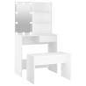 Dressing Table Set with LED - Stylish White Engineered Wood