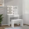 Dressing Table Set with LED - Stylish White Engineered Wood