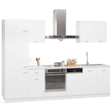 7 Piece Kitchen Cabinet Set - Elegant White Engineered Wood